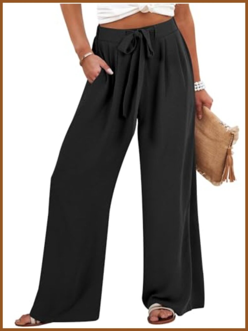 Caracilia Women's Wide Leg High Waist Flowy Palazzo Pants Trousers